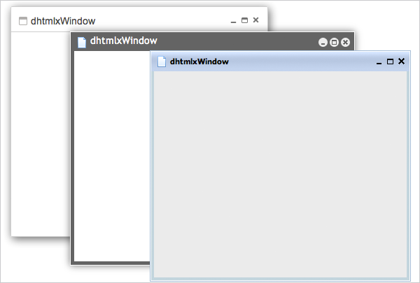 dhtmlxWindows - Terrace, Web, and SkyBlue Skins