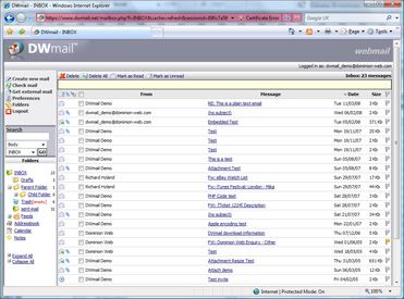 Inbox display using an IMAP4 connection