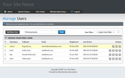 User Management Section