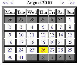 Example calendar