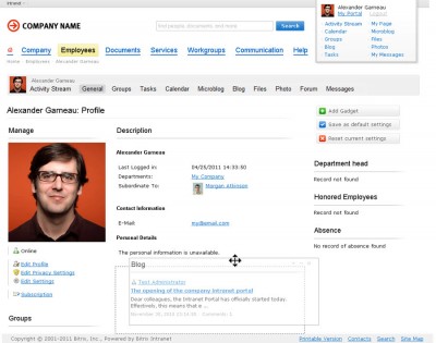 Bitrix Intranet: Employee Profile