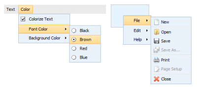 dhtmlxMenu - Checkboxes, radio buttons, and context menu