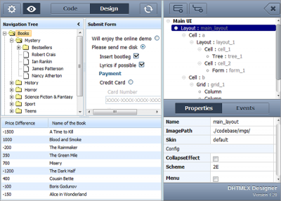 Visual Designer Tool for DHTMLX Library