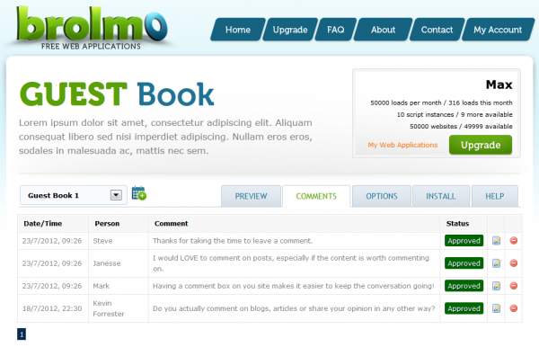 Free GuestBook Software | Remotely Hosted Guestbook